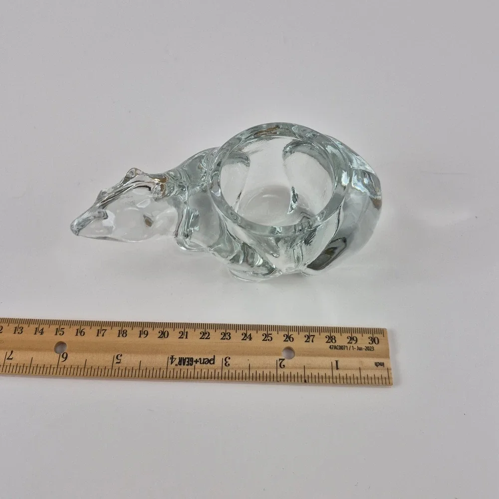 Vintage Clear Art Glass Polar Bear Votive Tea Light Candle Holder Figurine